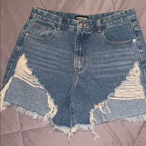 Distressed jean shorts. Worn once.